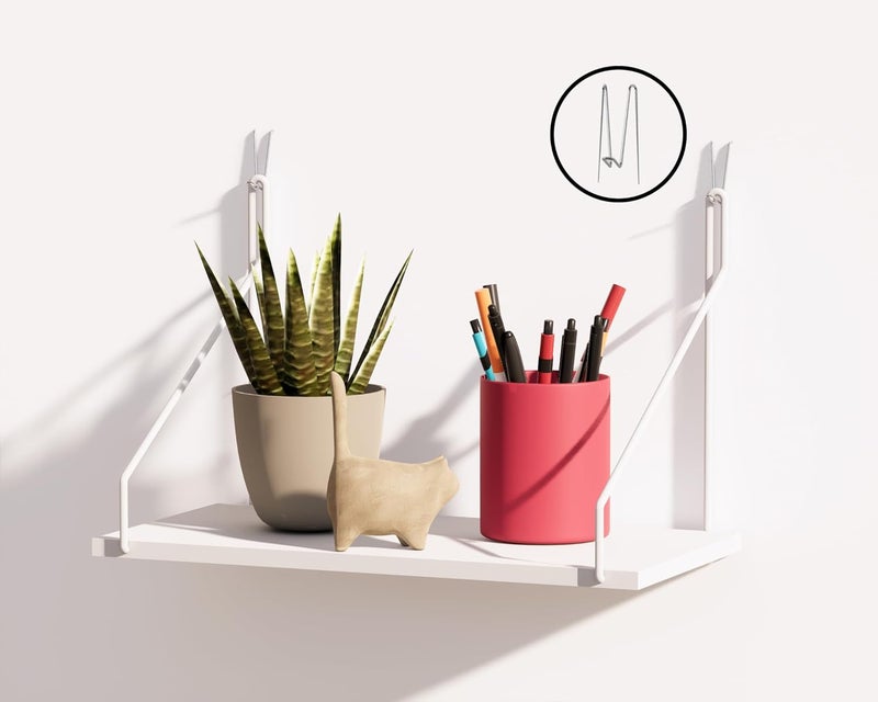 SoaShower Store Cubicle Shelf with Hooks – 11.8" Office Cubicle Accessories for Work, Floating Wall Shelf for Decor, Hanging Organizer for Cubicle Wall Storage & Office Decorations&White - Image 1